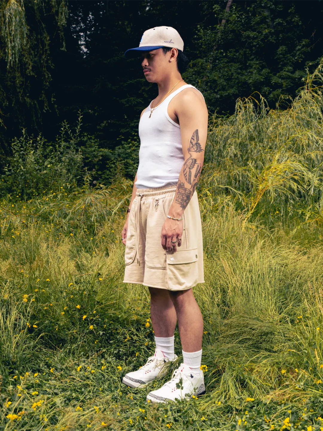 Beige Cargo Sweat Shorts - Image 4