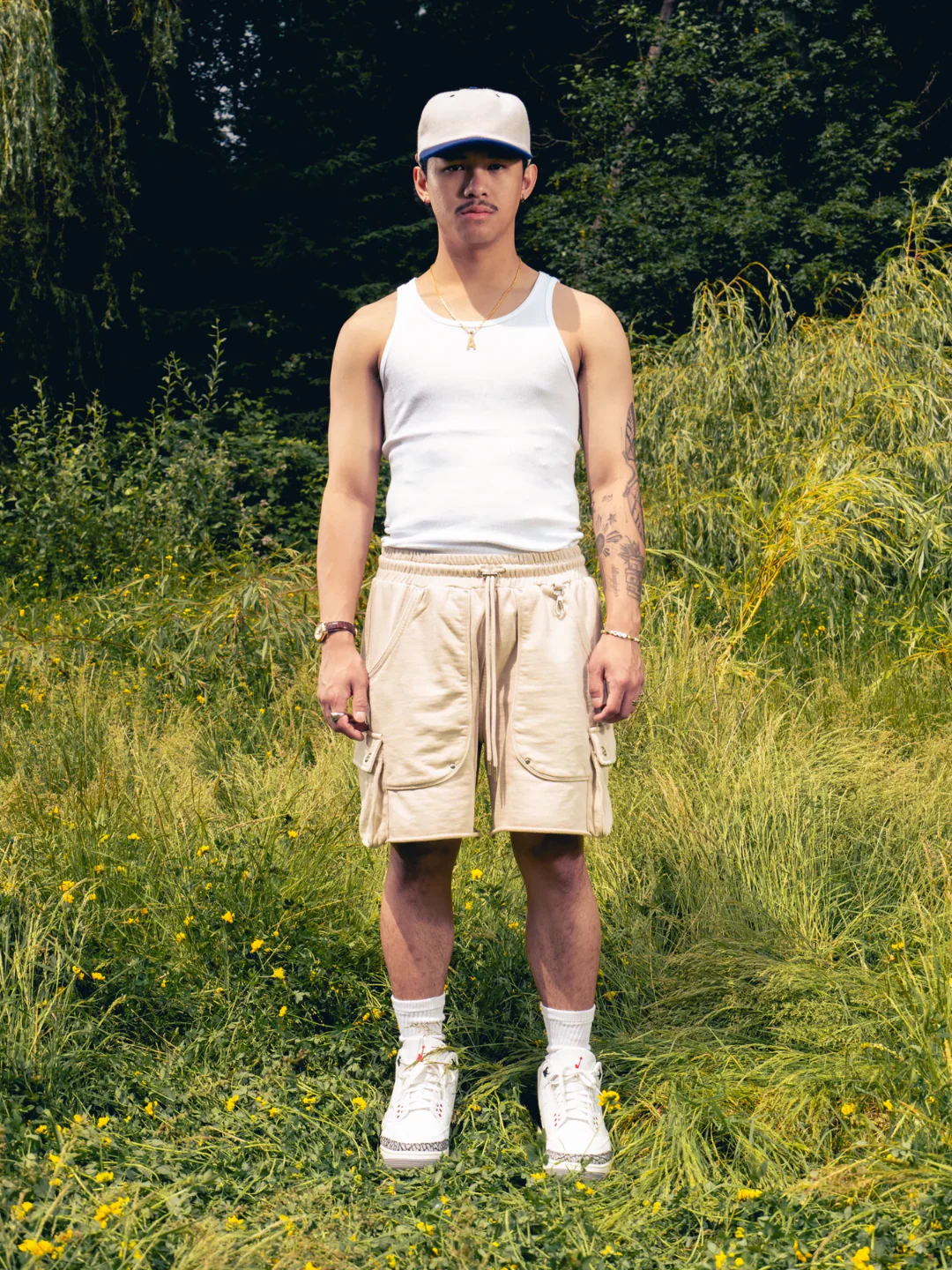 Beige Cargo Sweat Shorts - Image 5