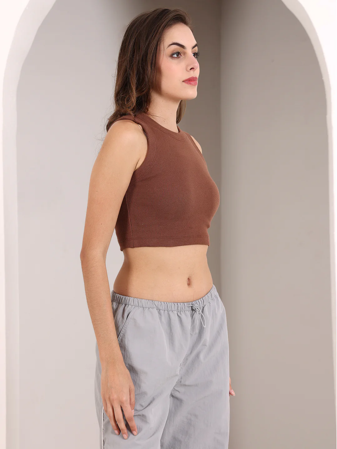 Brown Rib Tank Top - Image 4