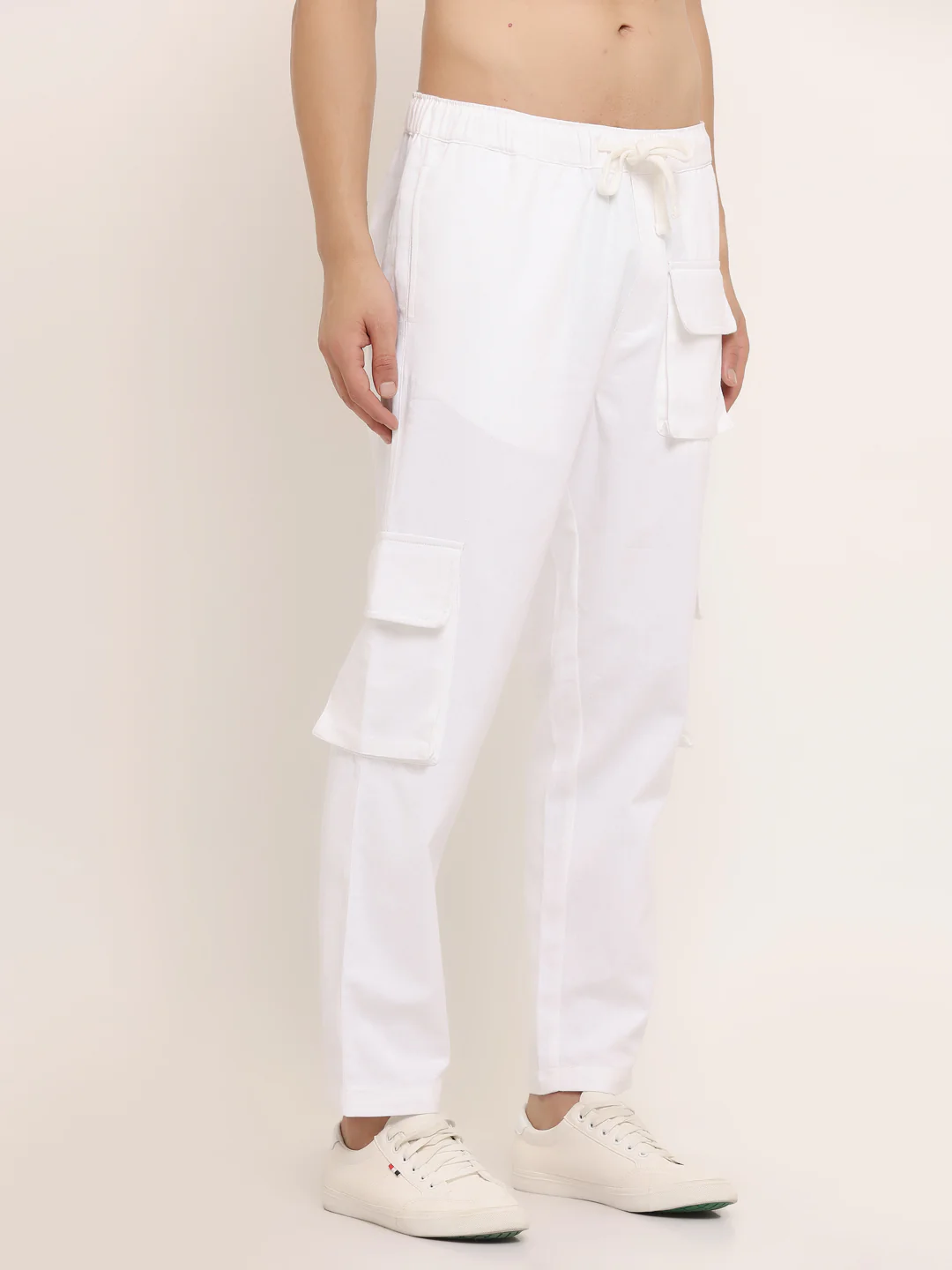 White Multi-Pocket Cargo Pants - Image 3