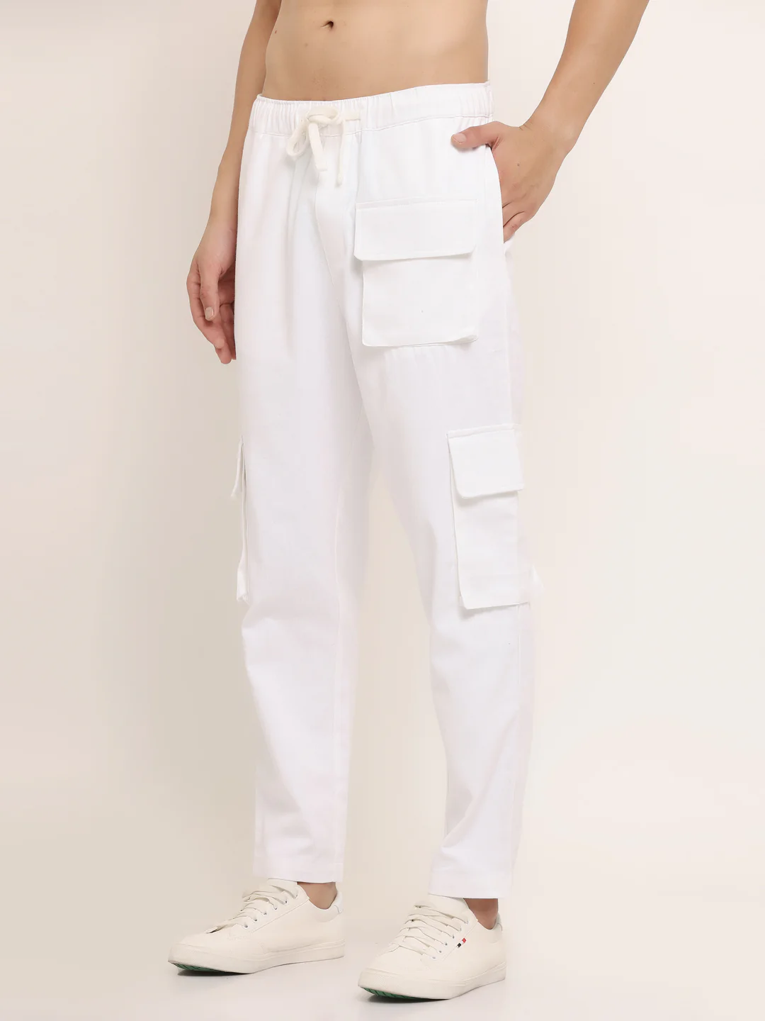 White Multi-Pocket Cargo Pants - Image 4