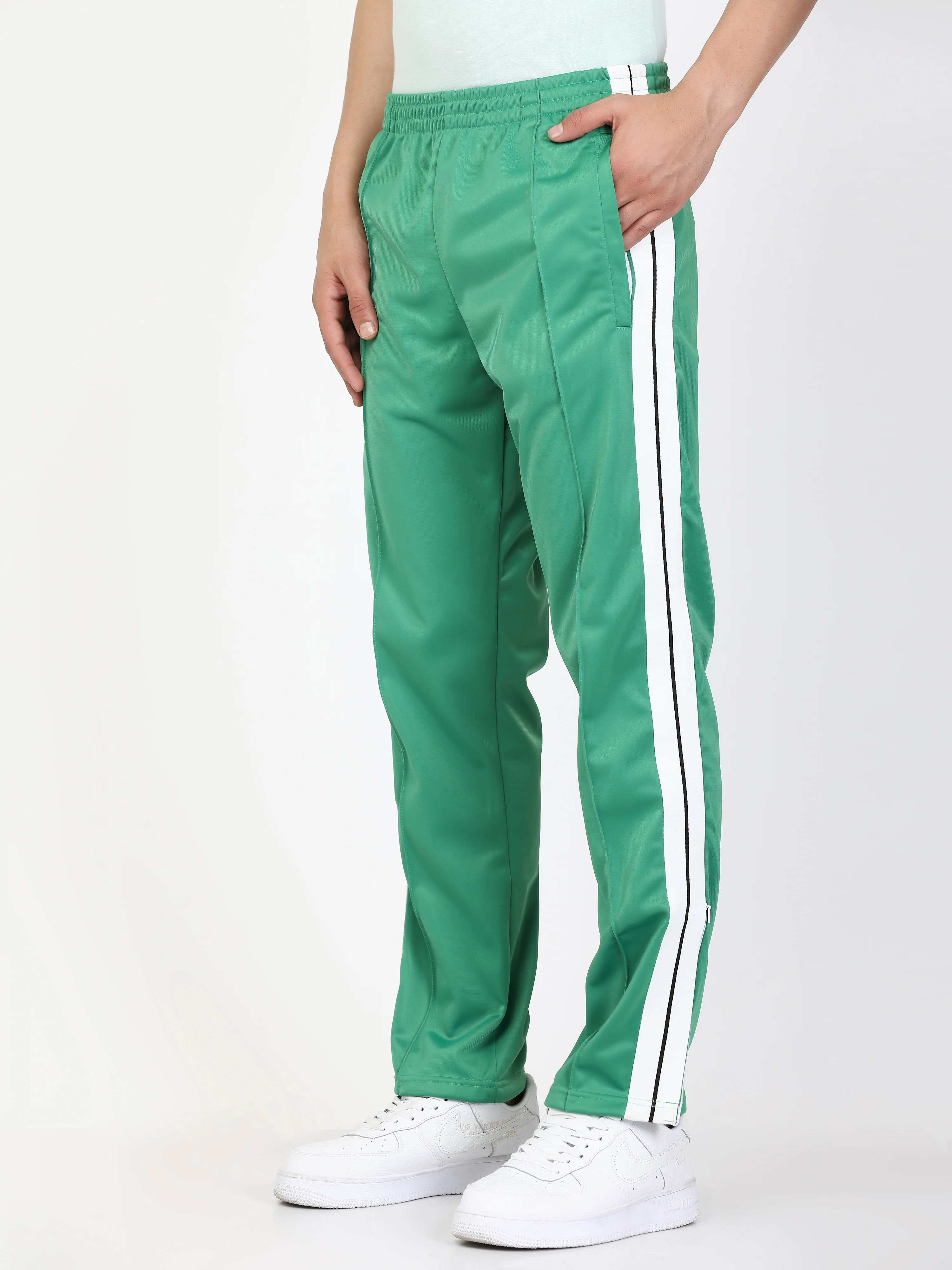 Green Side tape straight fit track pants - Image 4