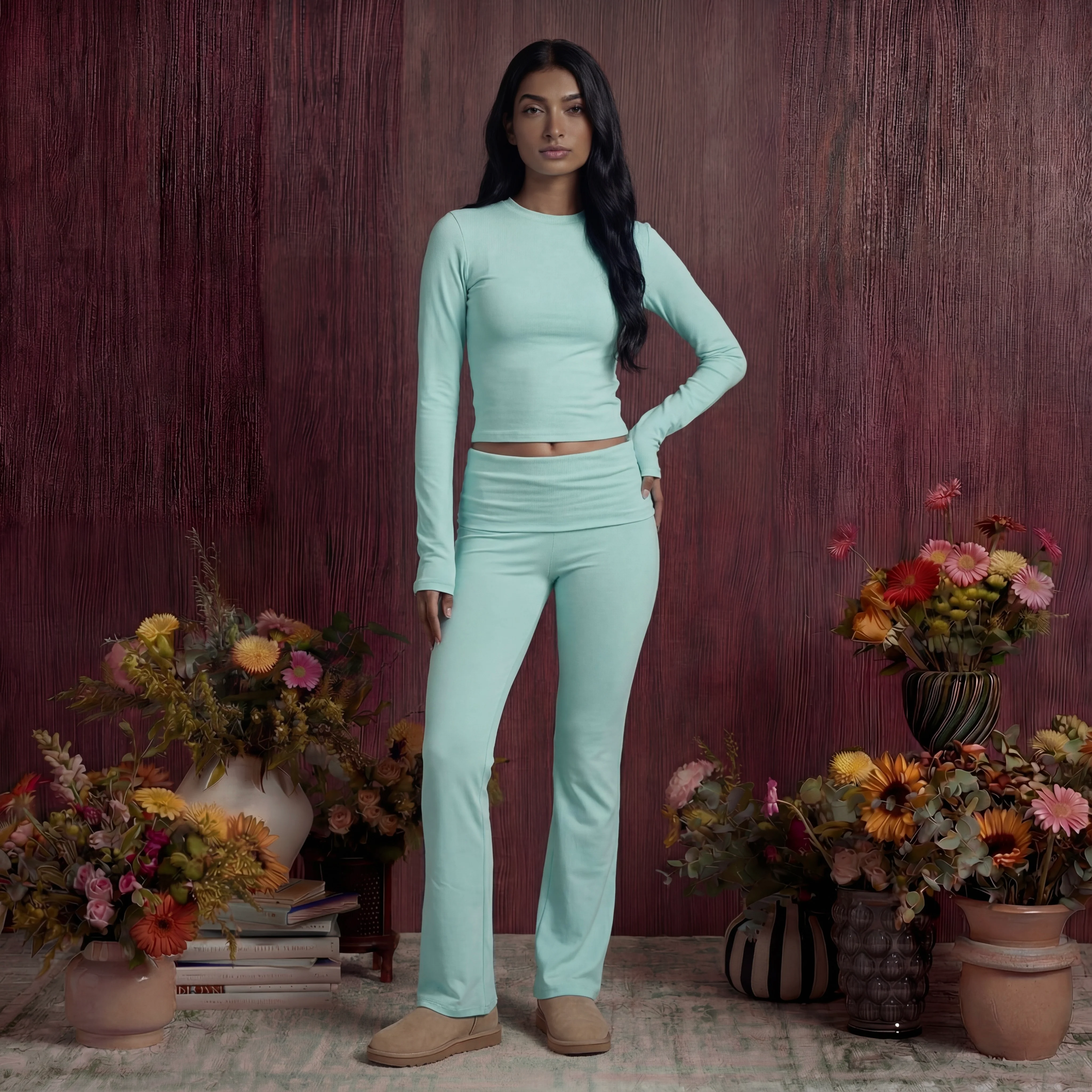 Cotton Jersey Fold Over Pant & Top - Image 4