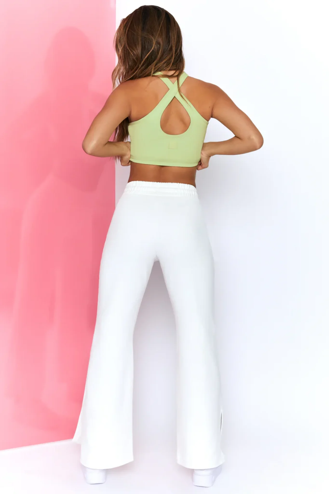 WHITE WIDE LEG SLIT JOGGER - Image 3