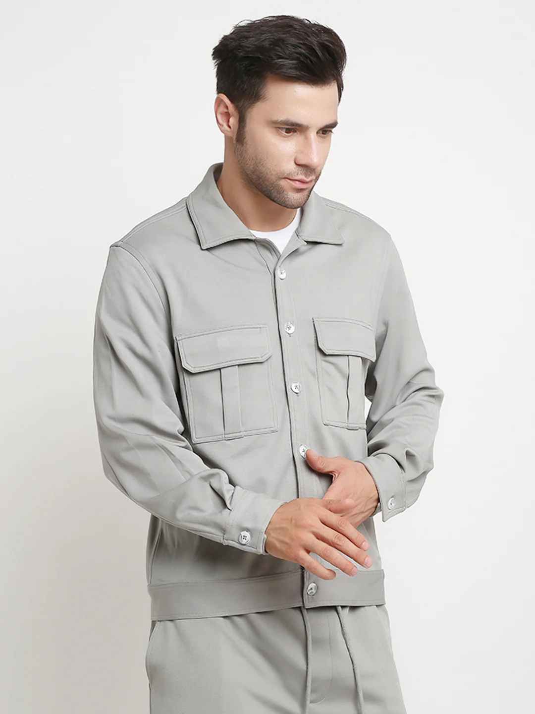 Grey Cargo Utility Shacket - Image 4