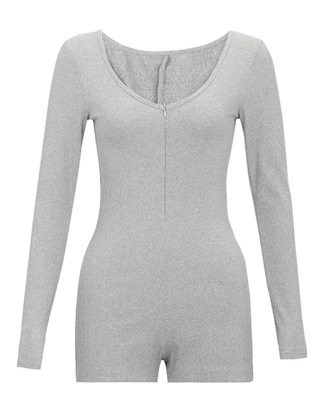 Grey Melange Rib Playsuit - Image 4