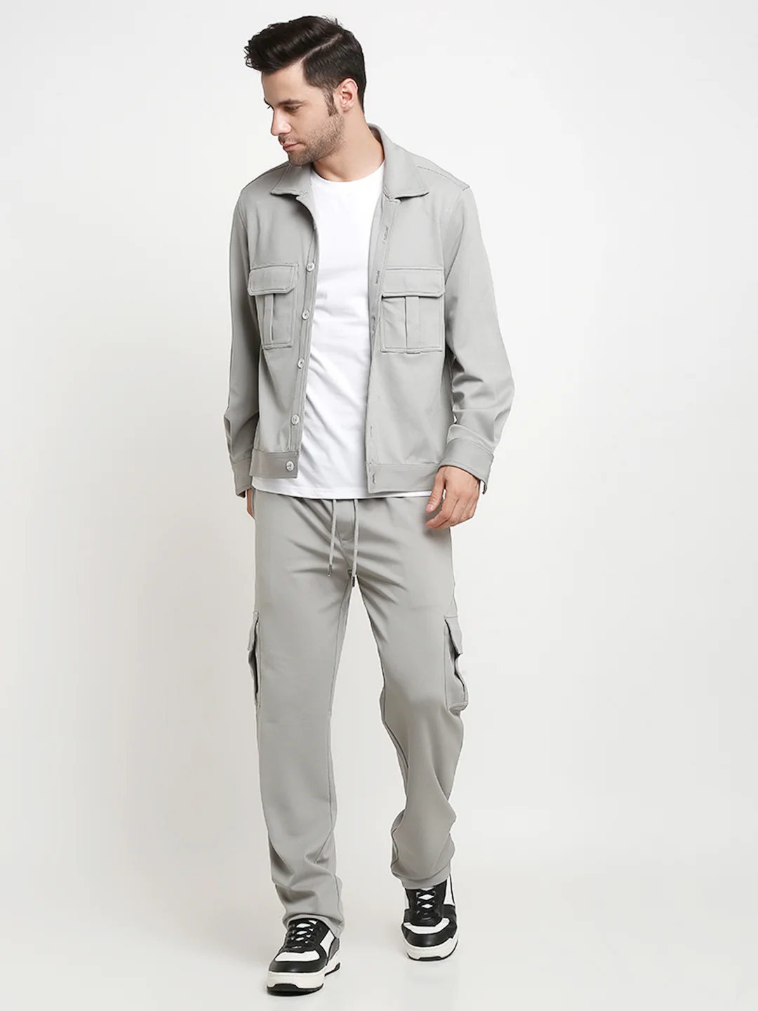 Grey Slim Fit Cargo Pants - Image 6
