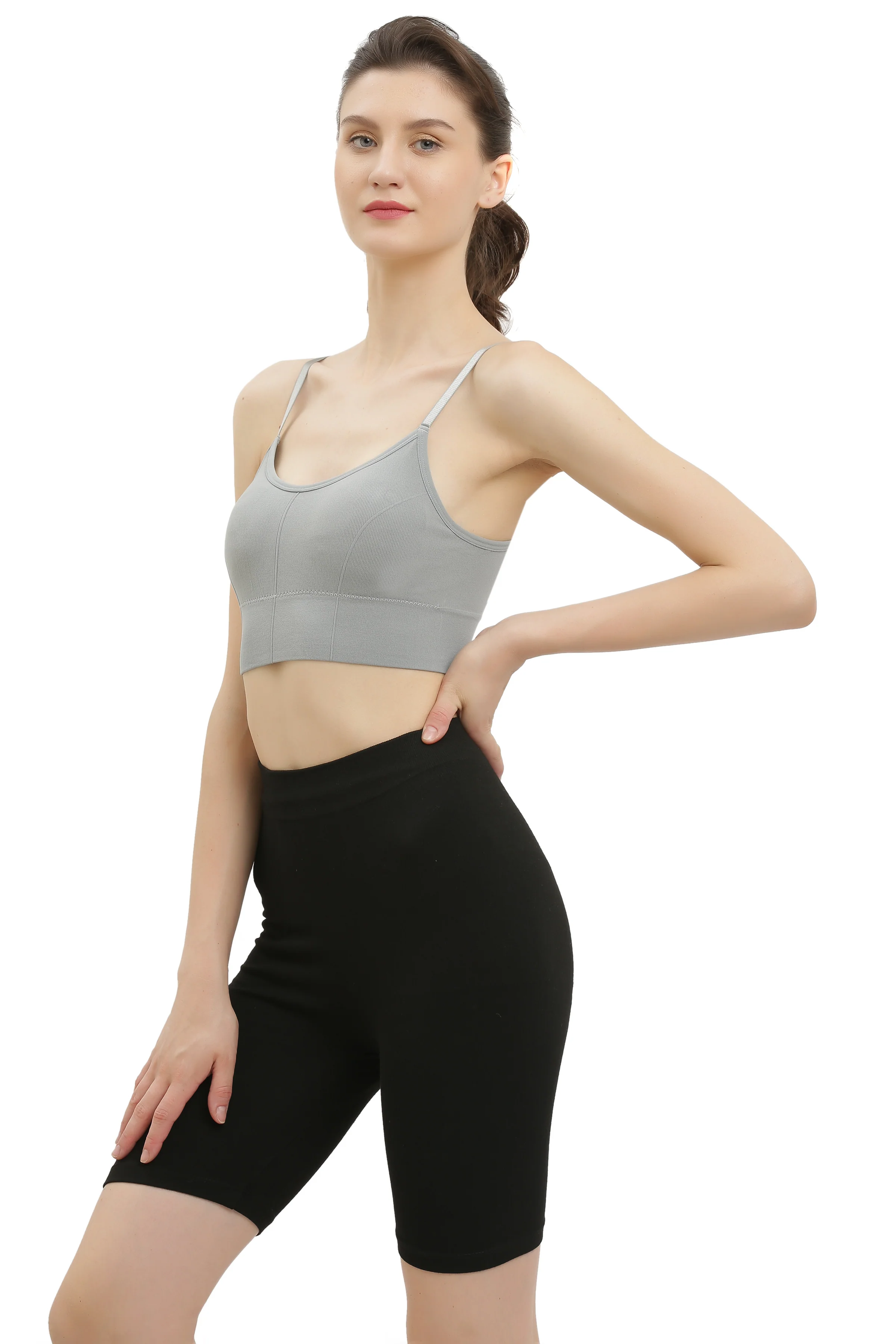 Grey Seamless Padded Sports Bra - Image 4
