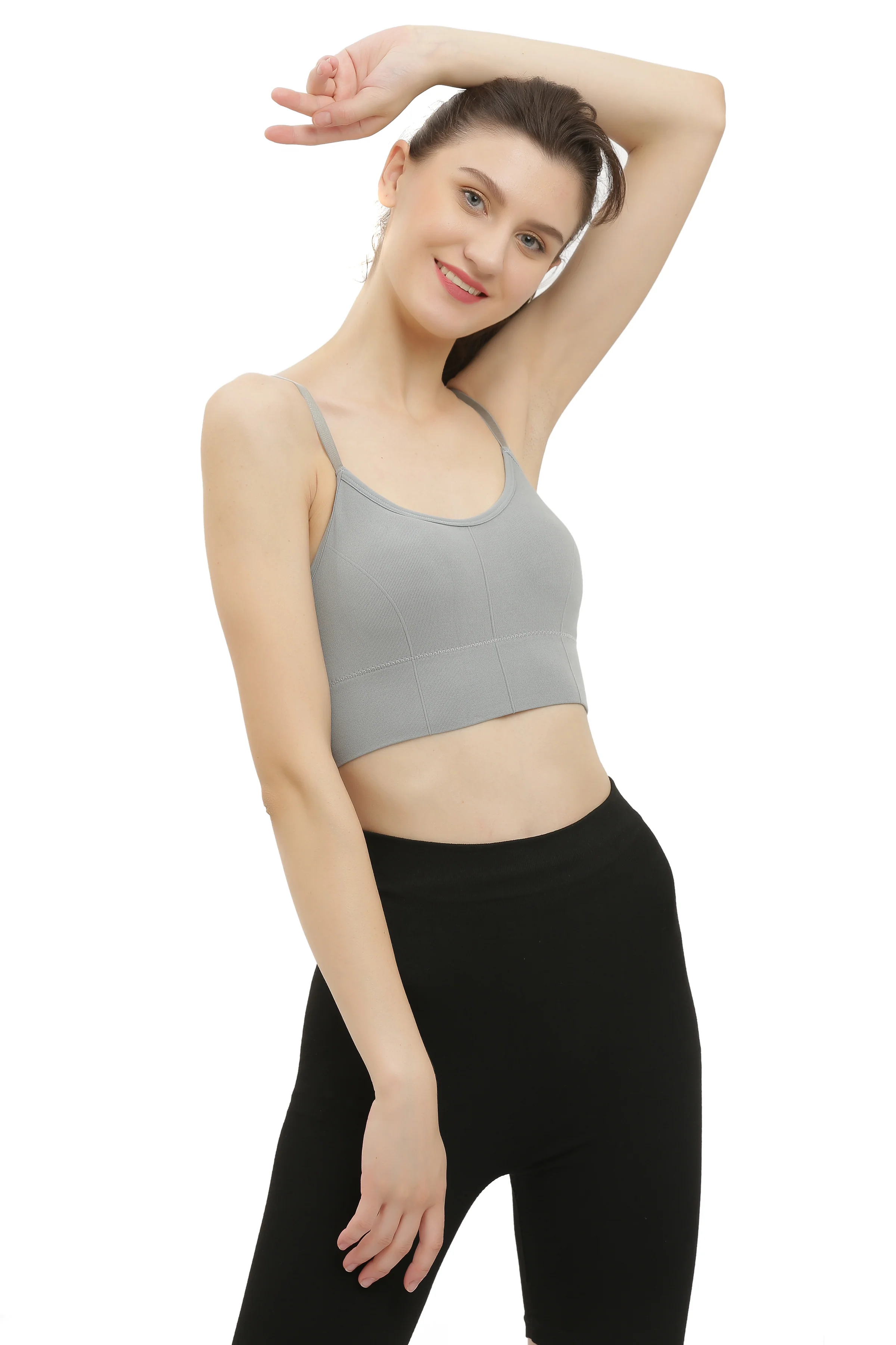 Grey Seamless Padded Sports Bra - Image 5