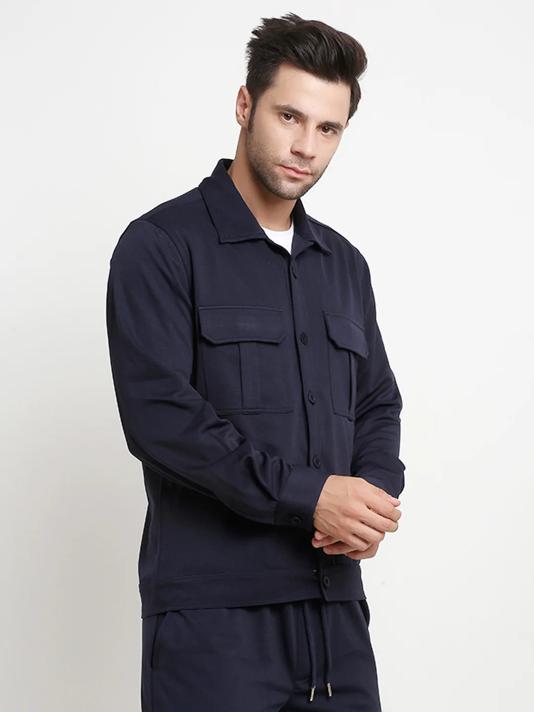 Navy Blue Cargo Utility Shacket - Image 4