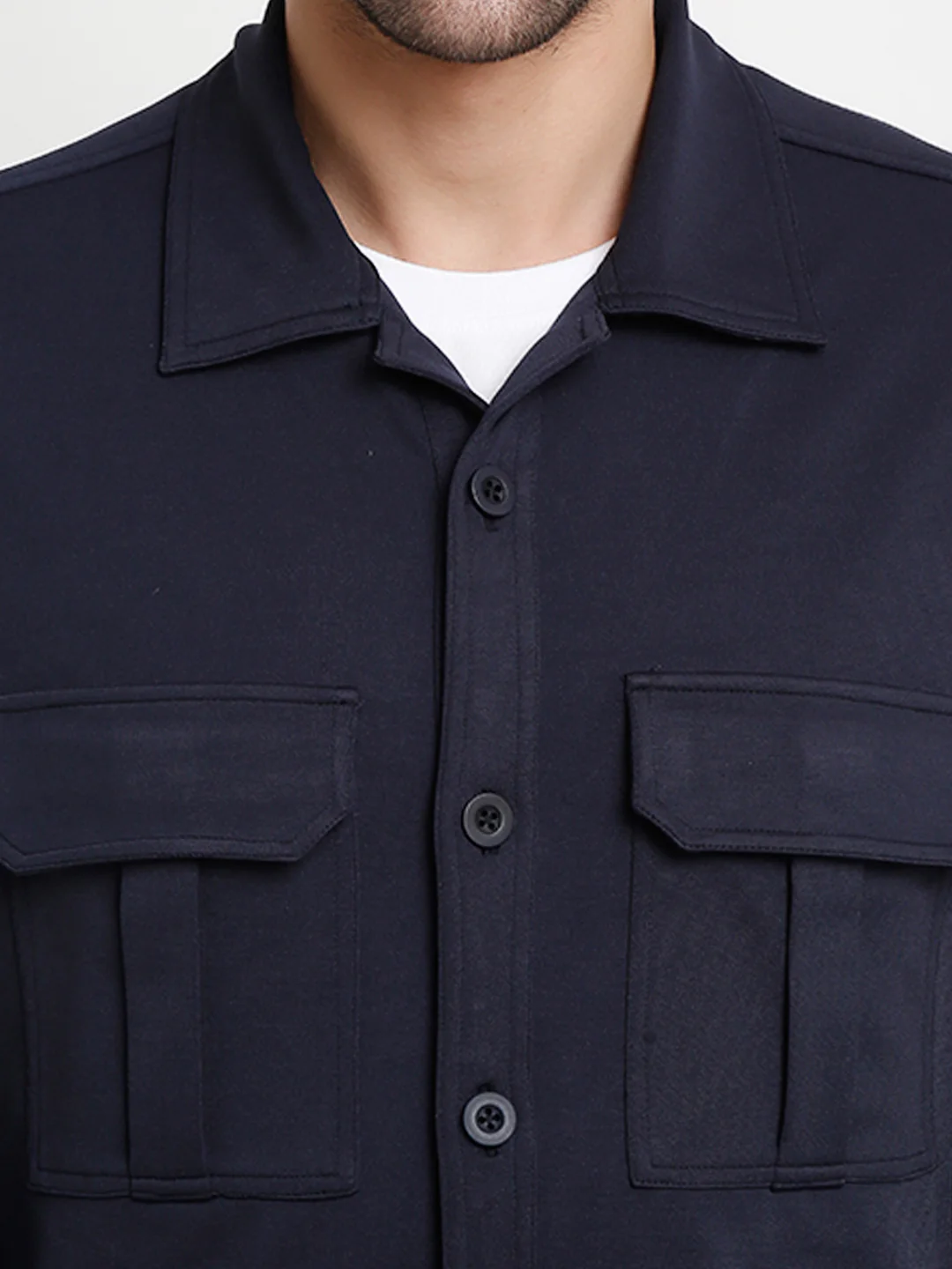 Navy Blue Cargo Utility Shacket - Image 5
