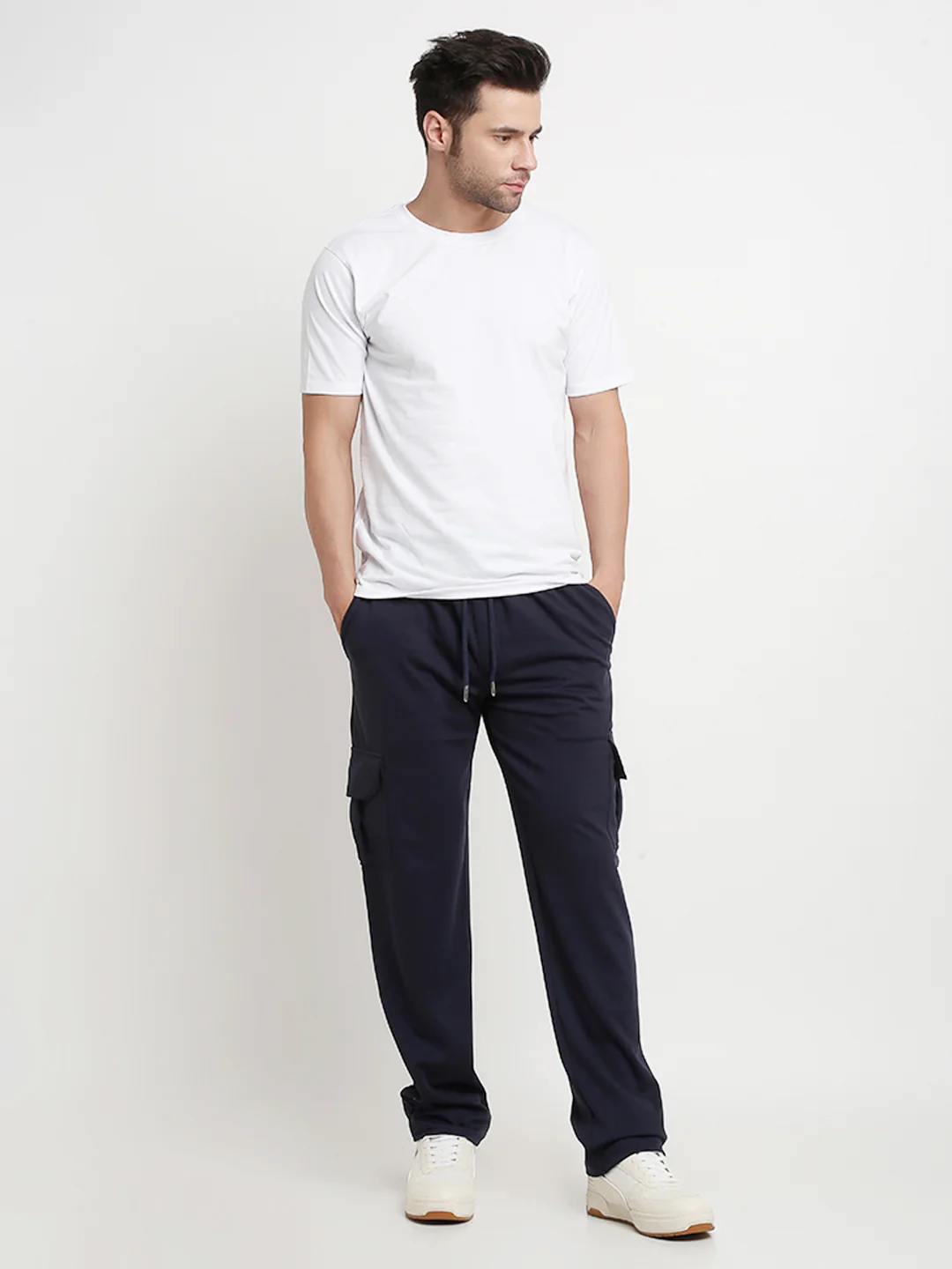 Navy Blue Slim Fit Cargo Pants - Image 3