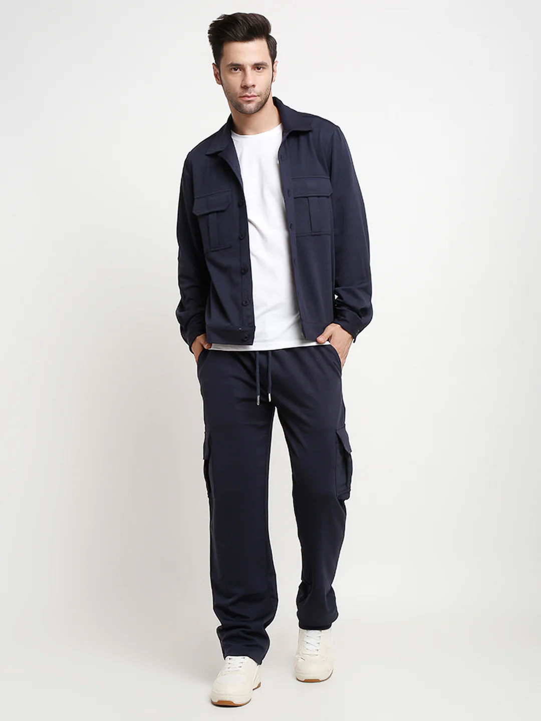 Navy Blue Slim Fit Cargo Pants - Image 6