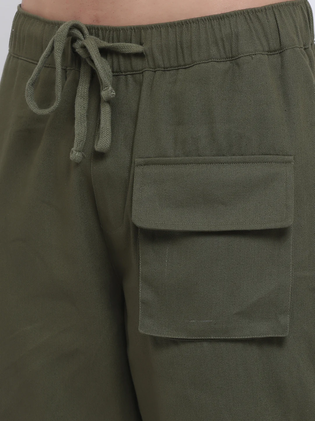 Olive Multi-Pocket Cargo Pants - Image 4