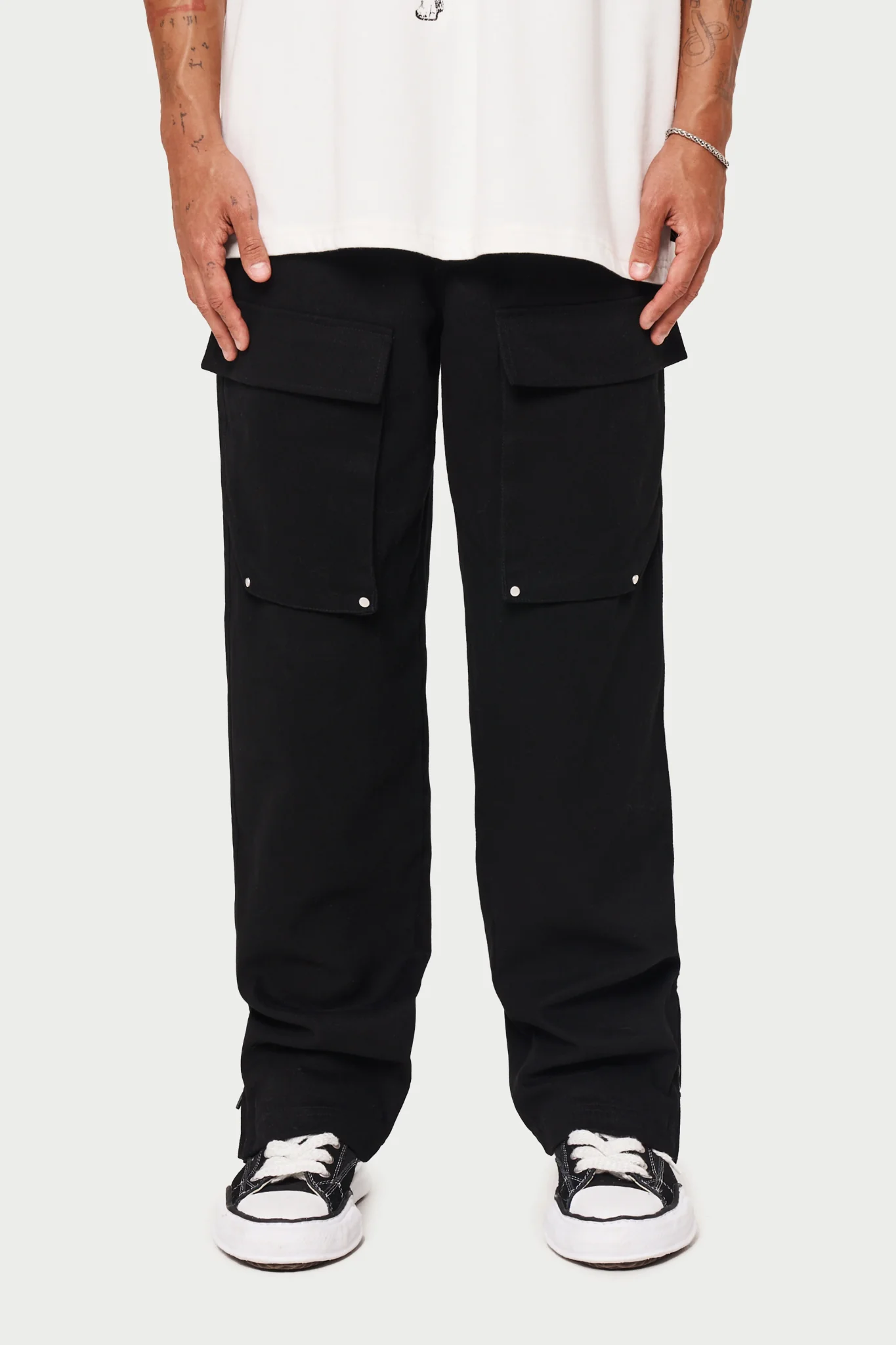 Black Ripstop Twill Straight Cargos - Image 6