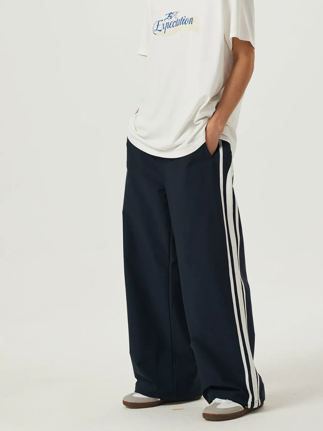 Navy Blue Race Track Pants - Image 8